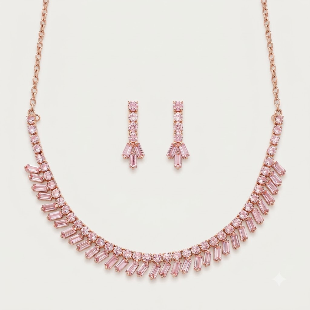 Aria Pink Baguette Collar Set